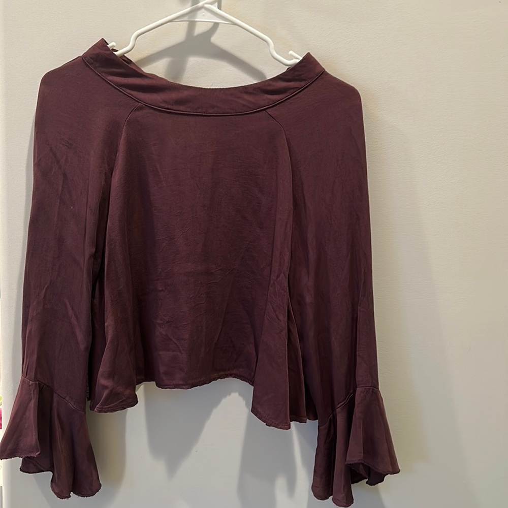 Deep purple blouse with bell sleeves